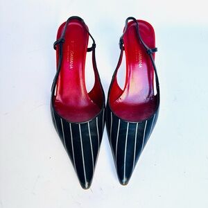 Dolce & Gabbana Black and Red Striped Heels